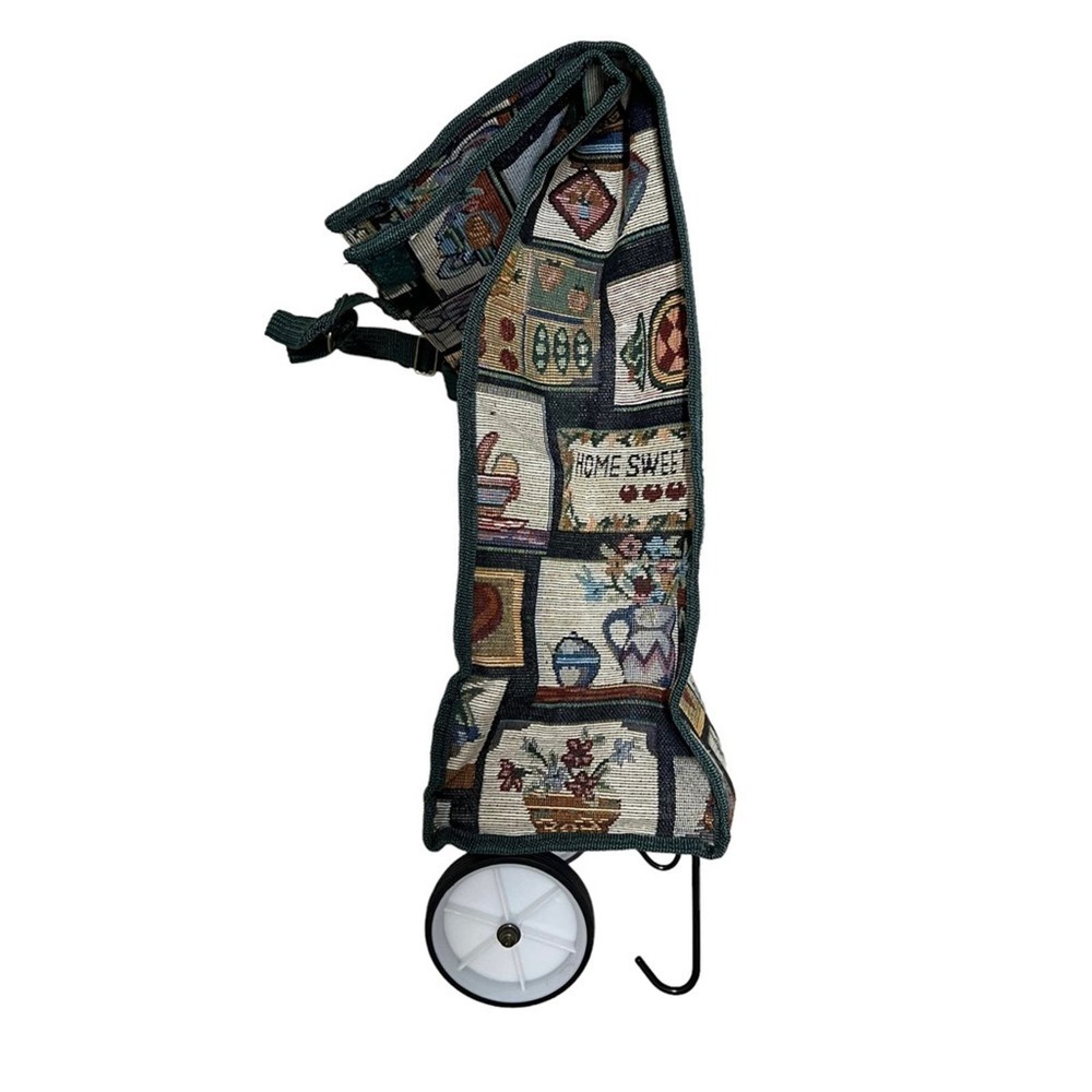 Vintage Home Sweet Home Tapestry Print Collapsible Tote Bag w/ Wheels - Picture 3 of 7